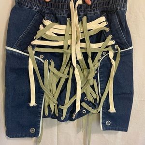 SHEIN denim laced up front shorts